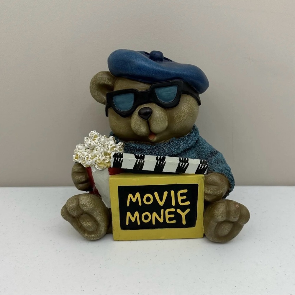 Cinematic Movie Bear Molded Vinyl Coin Bank Piggy Bank Theater Room Kitsch Decor